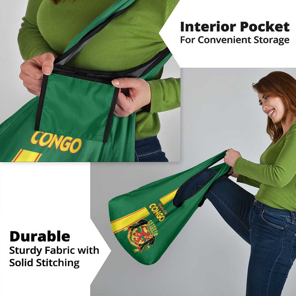 Congo Brazzaville Football Grocery Bag Go Ba Diabulu ya Mbwaki Green Color - Wonder Print Shop