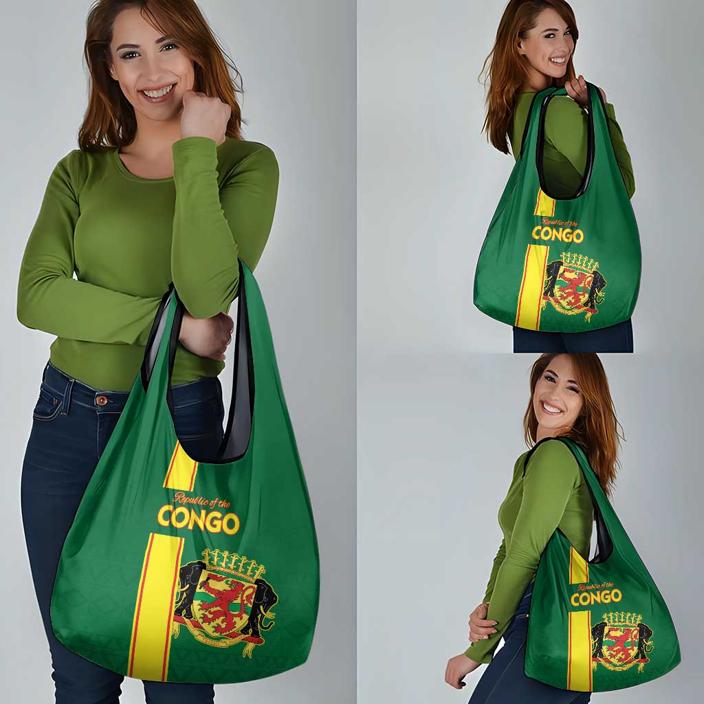 Congo Brazzaville Football Grocery Bag Go Ba Diabulu ya Mbwaki Green Color - Wonder Print Shop