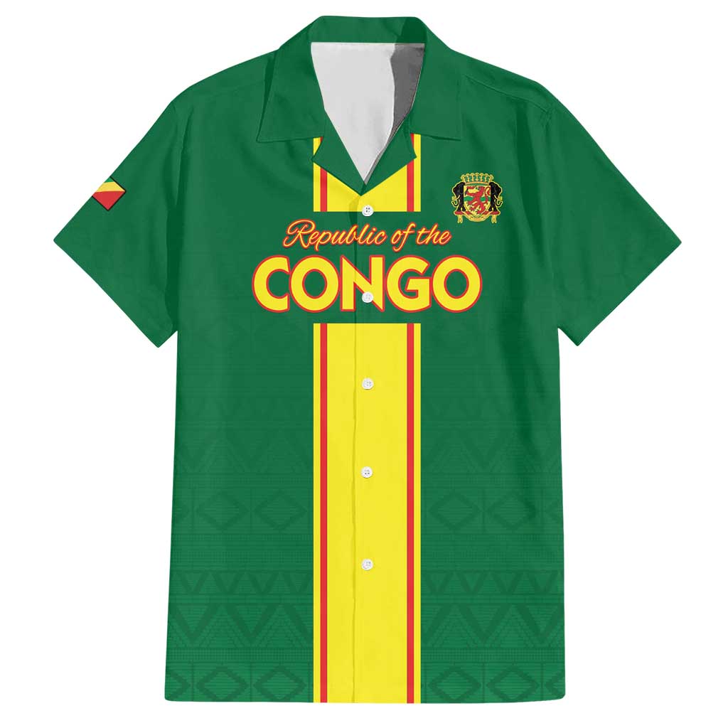 Custom Congo Brazzaville Football Hawaiian Shirt Go Ba Diabulu ya Mbwaki Green Color - Wonder Print Shop