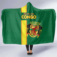 Congo Brazzaville Football Hooded Blanket Go Ba Diabulu ya Mbwaki Green Color - Wonder Print Shop