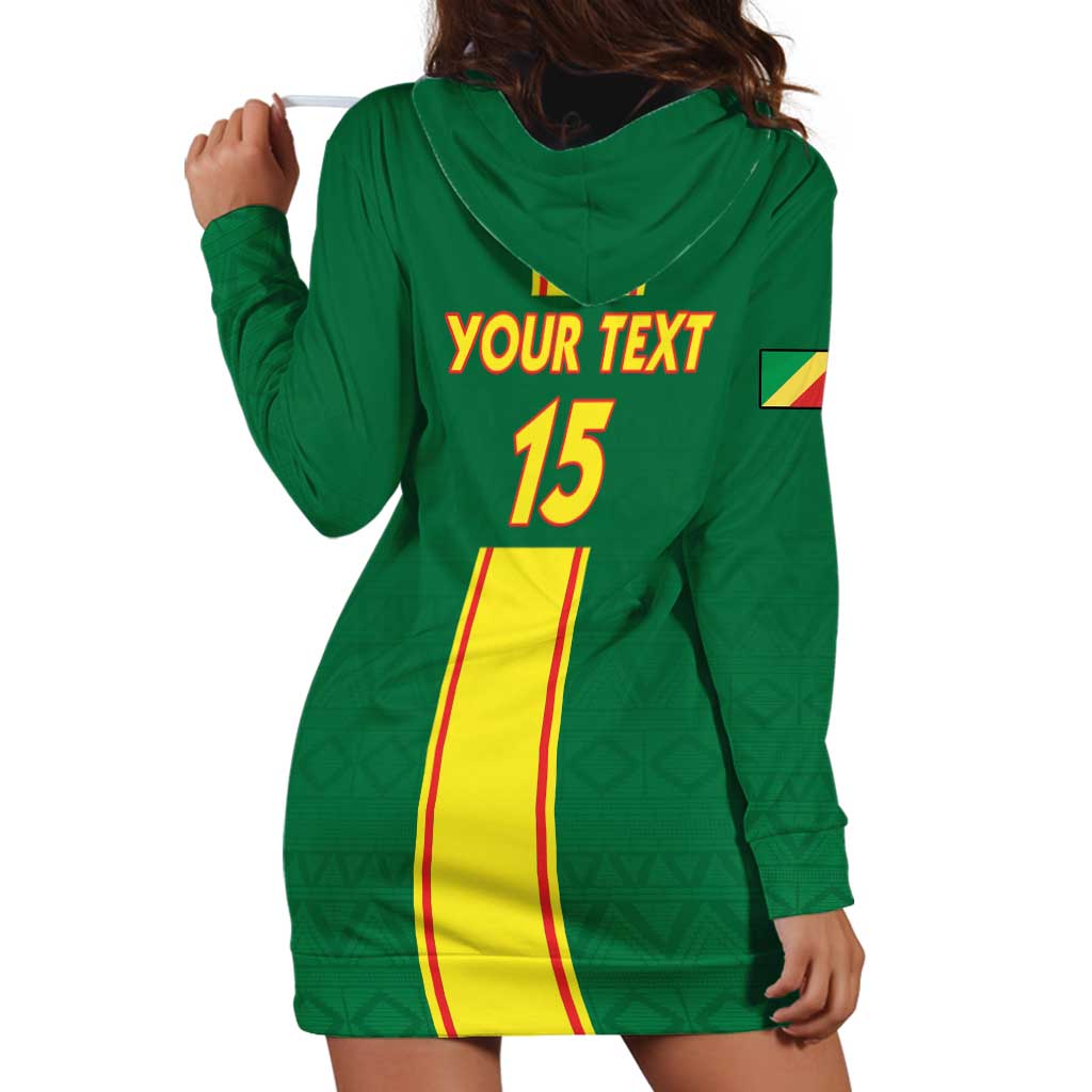 Custom Congo Brazzaville Football Hoodie Dress Go Ba Diabulu ya Mbwaki Green Color - Wonder Print Shop