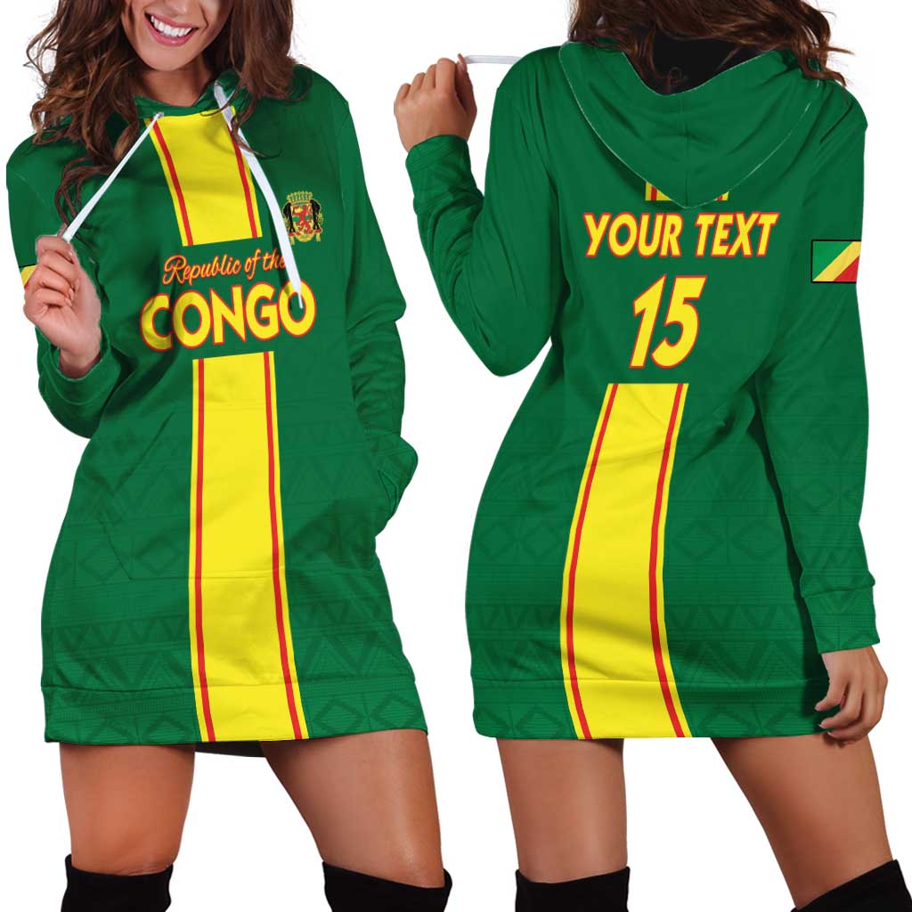 Custom Congo Brazzaville Football Hoodie Dress Go Ba Diabulu ya Mbwaki Green Color - Wonder Print Shop