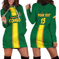 Custom Congo Brazzaville Football Hoodie Dress Go Ba Diabulu ya Mbwaki Green Color - Wonder Print Shop