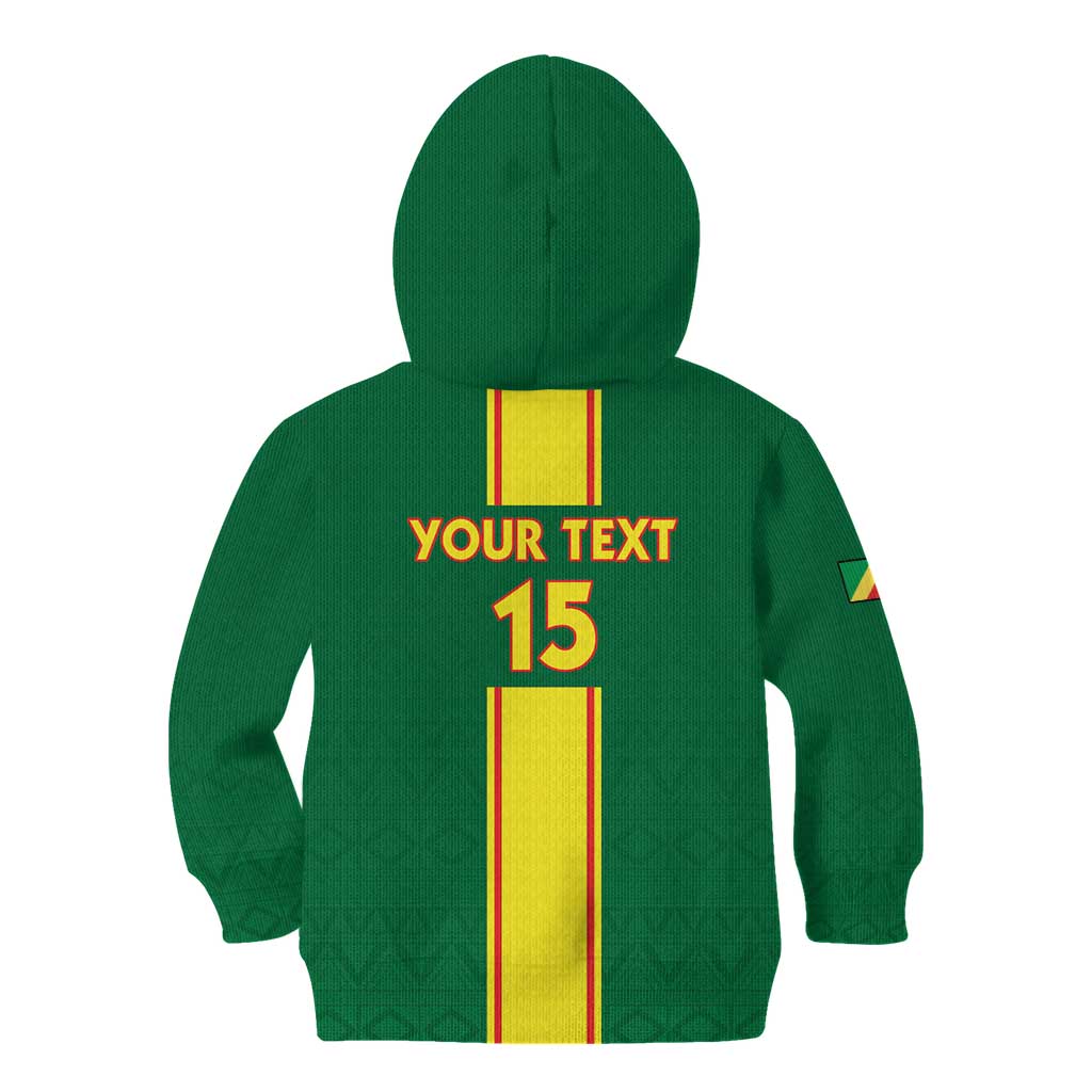Custom Congo Brazzaville Football Kid Hoodie Go Ba Diabulu ya Mbwaki Green Color - Wonder Print Shop