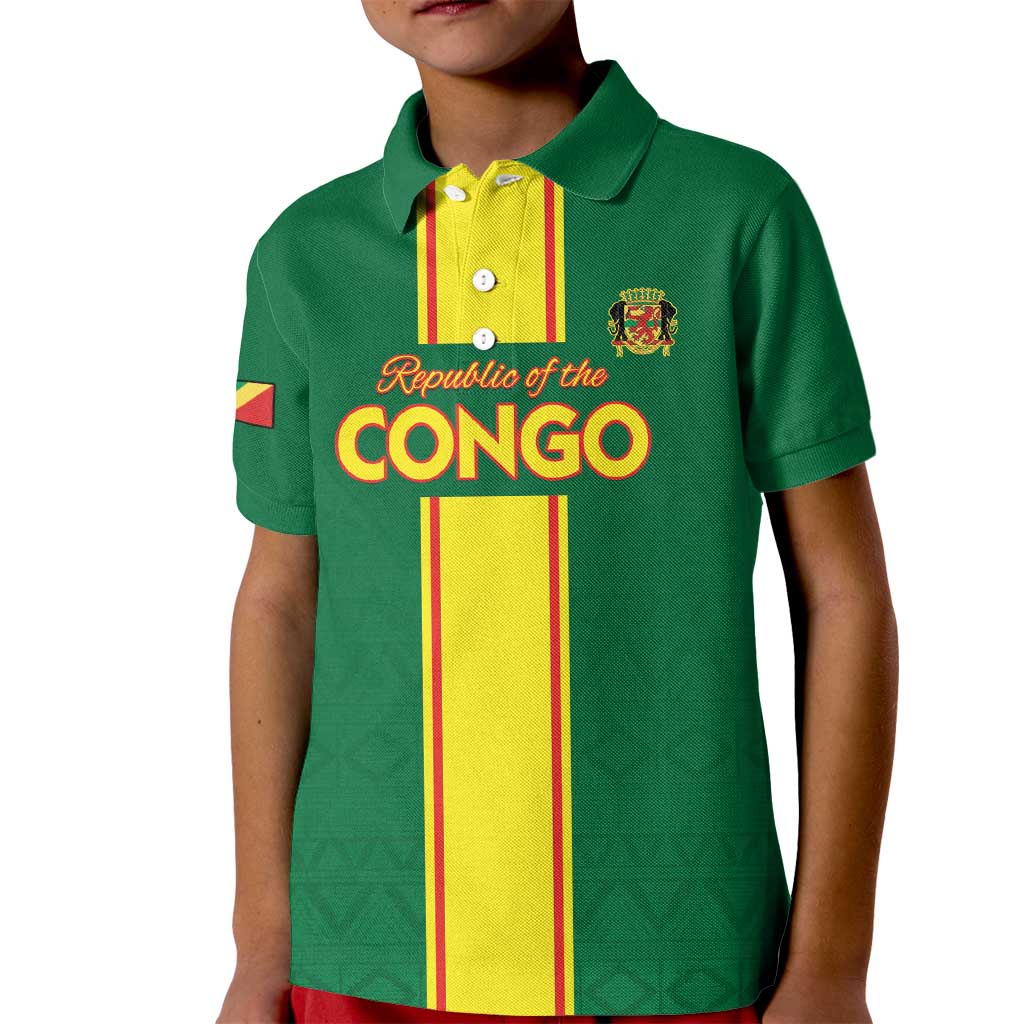 Custom Congo Brazzaville Football Kid Polo Shirt Go Ba Diabulu ya Mbwaki Green Color - Wonder Print Shop