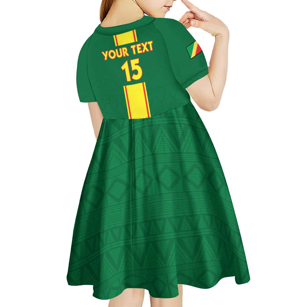 Custom Congo Brazzaville Football Kid Short Sleeve Dress Go Ba Diabulu ya Mbwaki Green Color - Wonder Print Shop