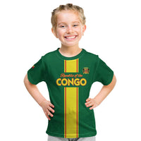 Custom Congo Brazzaville Football Kid T Shirt Go Ba Diabulu ya Mbwaki Green Color - Wonder Print Shop