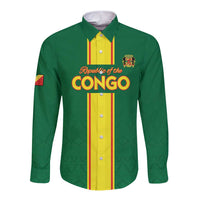 Custom Congo Brazzaville Football Long Sleeve Button Shirt Go Ba Diabulu ya Mbwaki Green Color - Wonder Print Shop