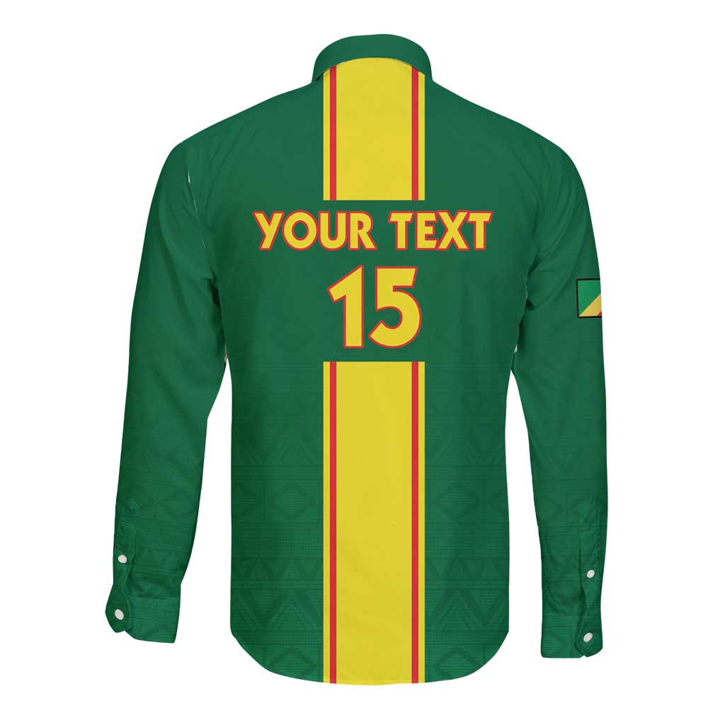 Custom Congo Brazzaville Football Long Sleeve Button Shirt Go Ba Diabulu ya Mbwaki Green Color - Wonder Print Shop