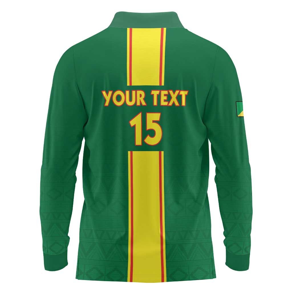 Custom Congo Brazzaville Football Long Sleeve Polo Shirt Go Ba Diabulu ya Mbwaki Green Color - Wonder Print Shop