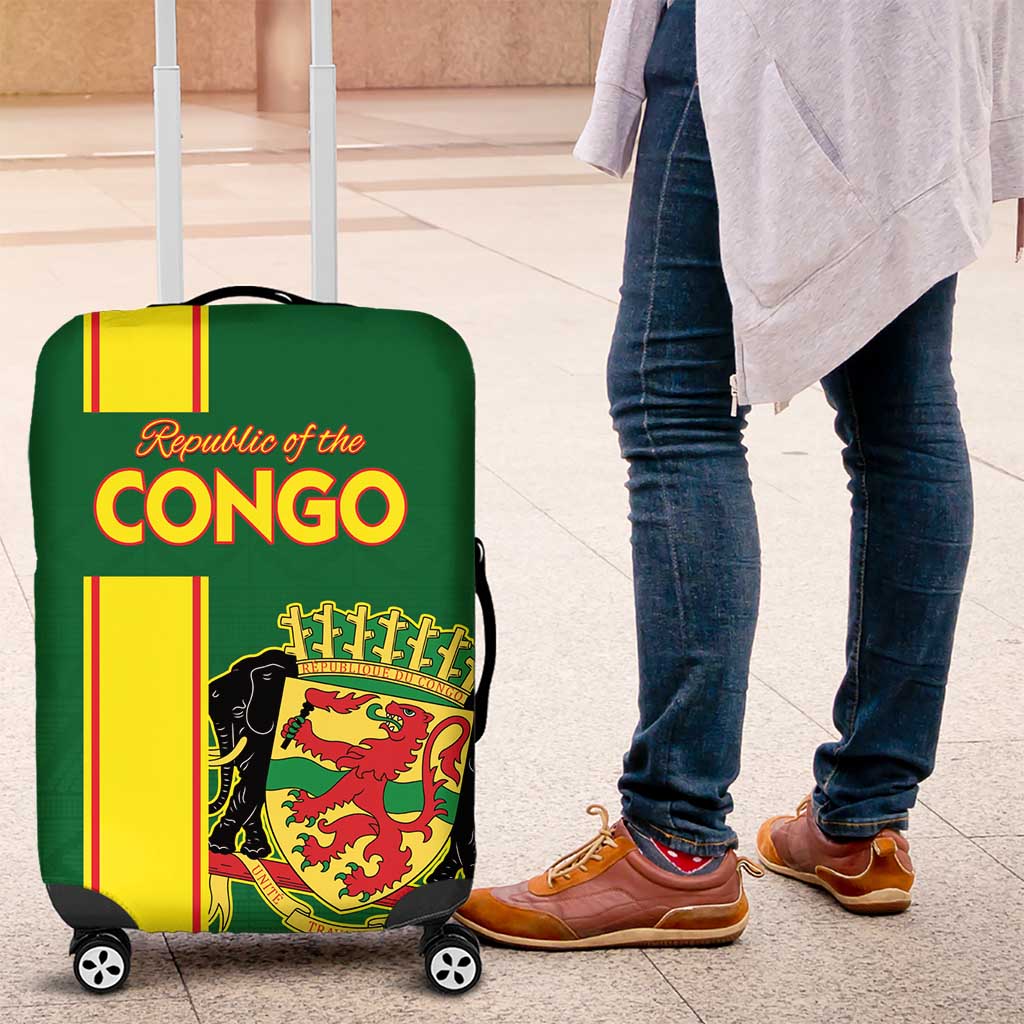 Congo Brazzaville Football Luggage Cover Go Ba Diabulu ya Mbwaki Green Color - Wonder Print Shop