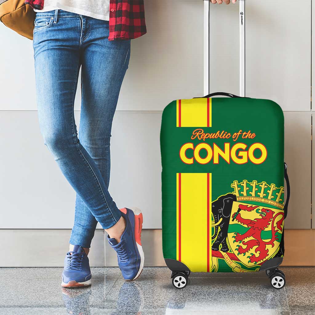 Congo Brazzaville Football Luggage Cover Go Ba Diabulu ya Mbwaki Green Color - Wonder Print Shop