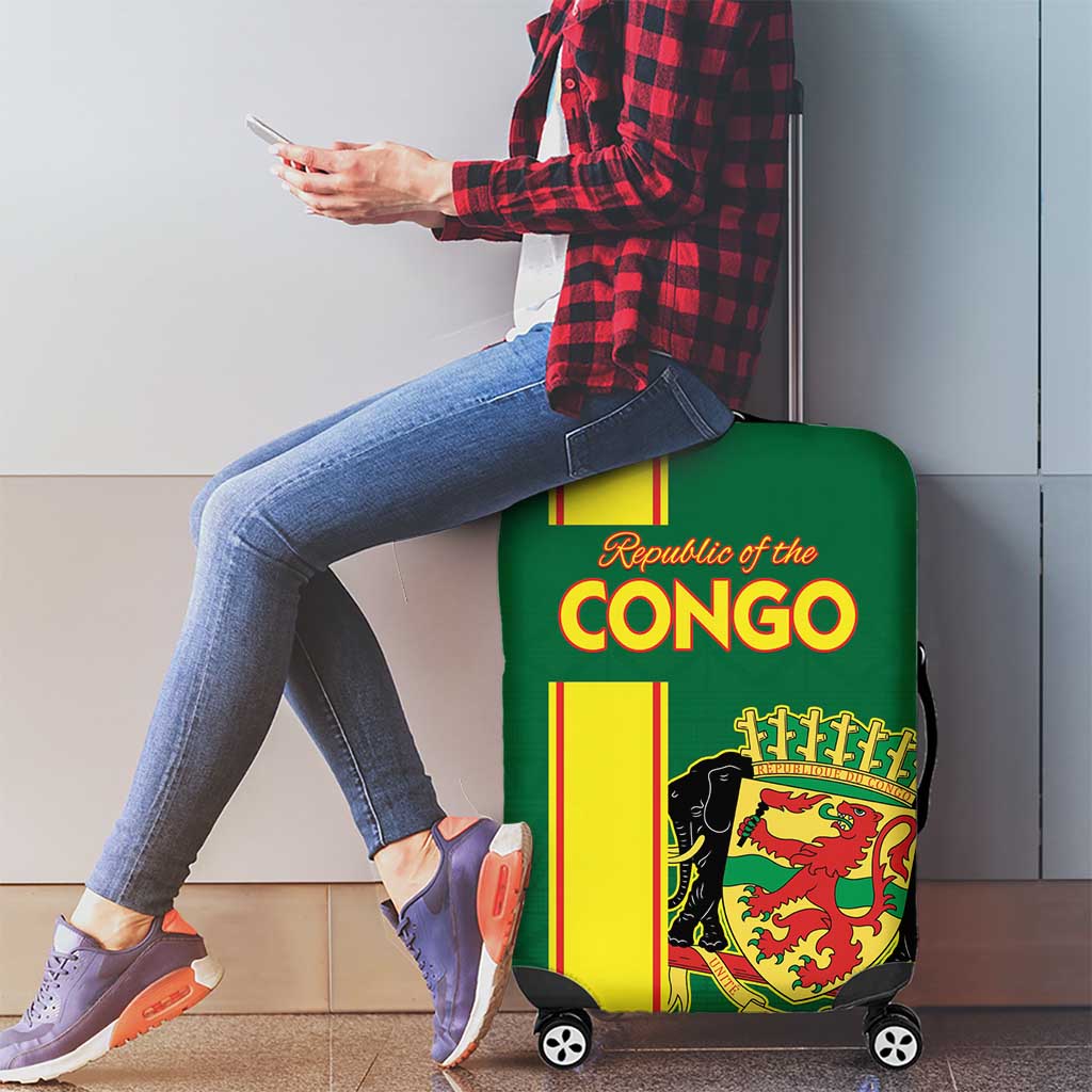 Congo Brazzaville Football Luggage Cover Go Ba Diabulu ya Mbwaki Green Color - Wonder Print Shop