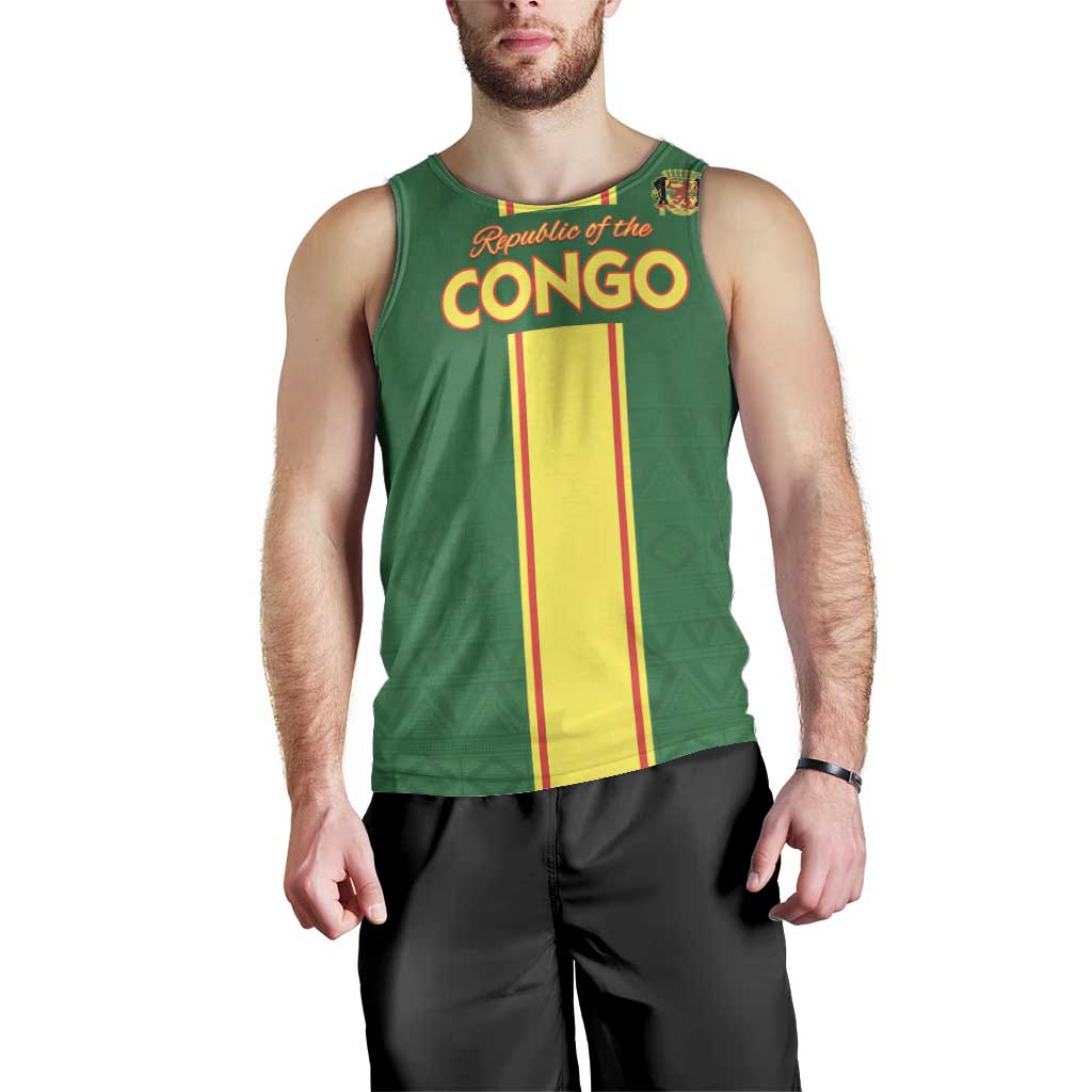 Custom Congo Brazzaville Football Men Tank Top Go Ba Diabulu ya Mbwaki Green Color - Wonder Print Shop