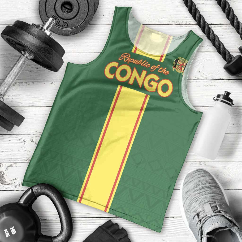 Custom Congo Brazzaville Football Men Tank Top Go Ba Diabulu ya Mbwaki Green Color - Wonder Print Shop
