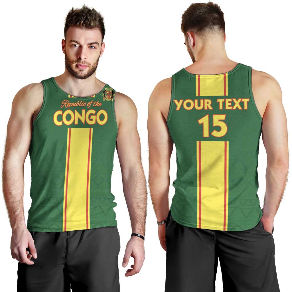 Custom Congo Brazzaville Football Men Tank Top Go Ba Diabulu ya Mbwaki Green Color - Wonder Print Shop