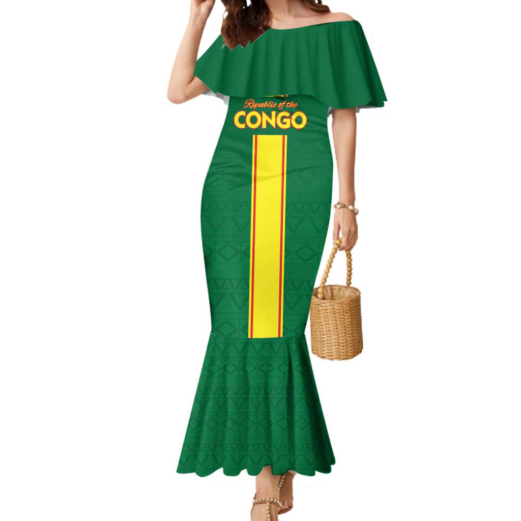 Custom Congo Brazzaville Football Mermaid Dress Go Ba Diabulu ya Mbwaki Green Color - Wonder Print Shop