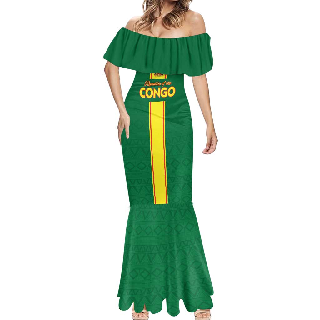Custom Congo Brazzaville Football Mermaid Dress Go Ba Diabulu ya Mbwaki Green Color - Wonder Print Shop