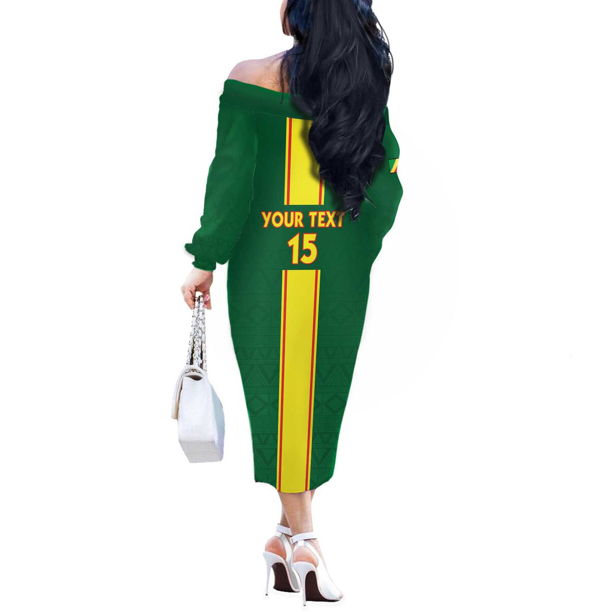 Custom Congo Brazzaville Football Off The Shoulder Long Sleeve Dress Go Ba Diabulu ya Mbwaki Green Color - Wonder Print Shop