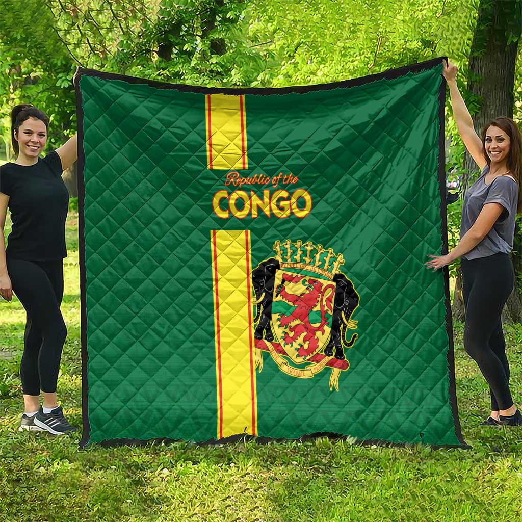 Congo Brazzaville Football Quilt Go Ba Diabulu ya Mbwaki Green Color - Wonder Print Shop