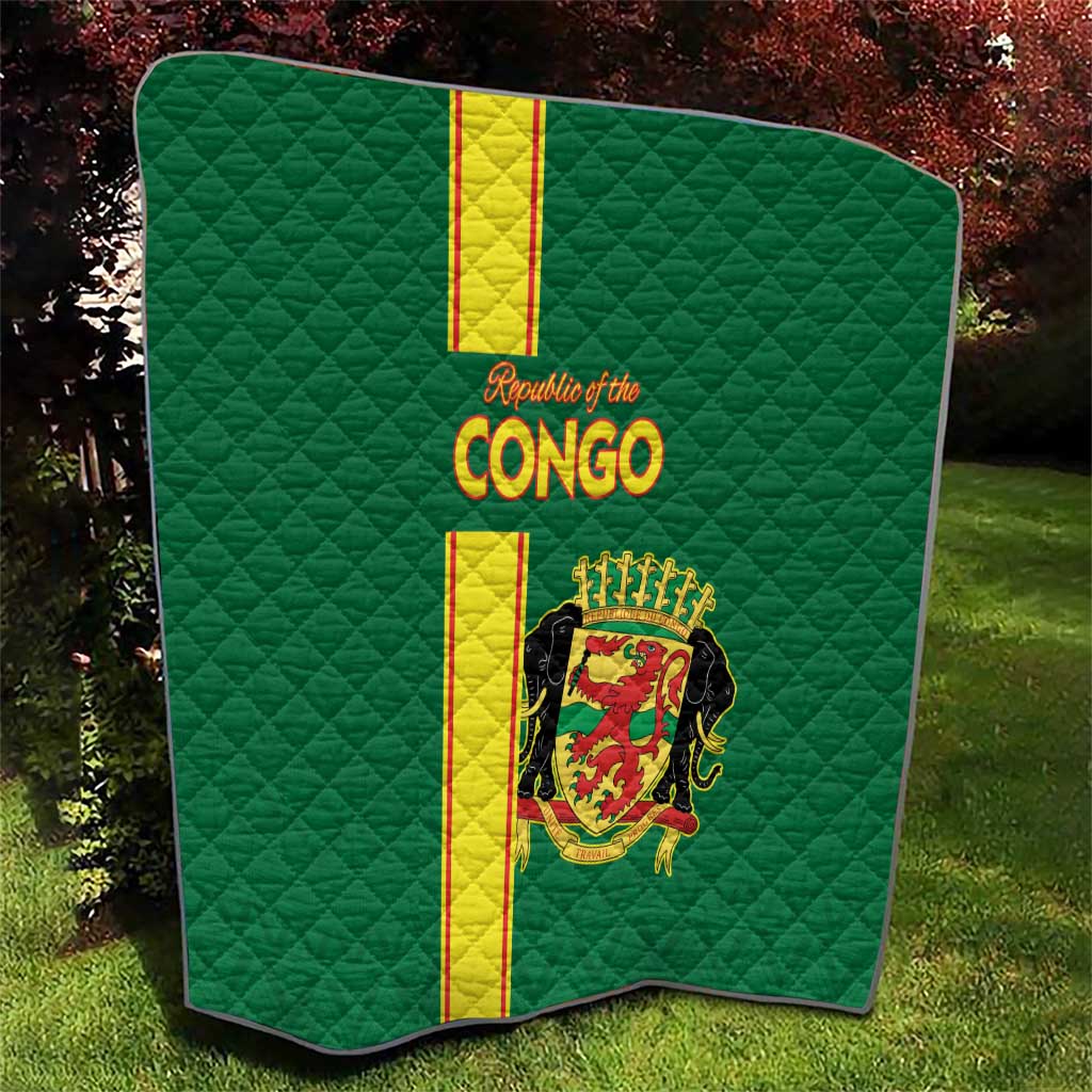Congo Brazzaville Football Quilt Go Ba Diabulu ya Mbwaki Green Color - Wonder Print Shop