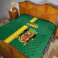 Congo Brazzaville Football Quilt Go Ba Diabulu ya Mbwaki Green Color - Wonder Print Shop