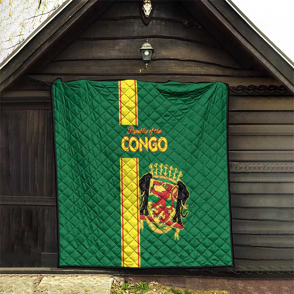 Congo Brazzaville Football Quilt Go Ba Diabulu ya Mbwaki Green Color - Wonder Print Shop
