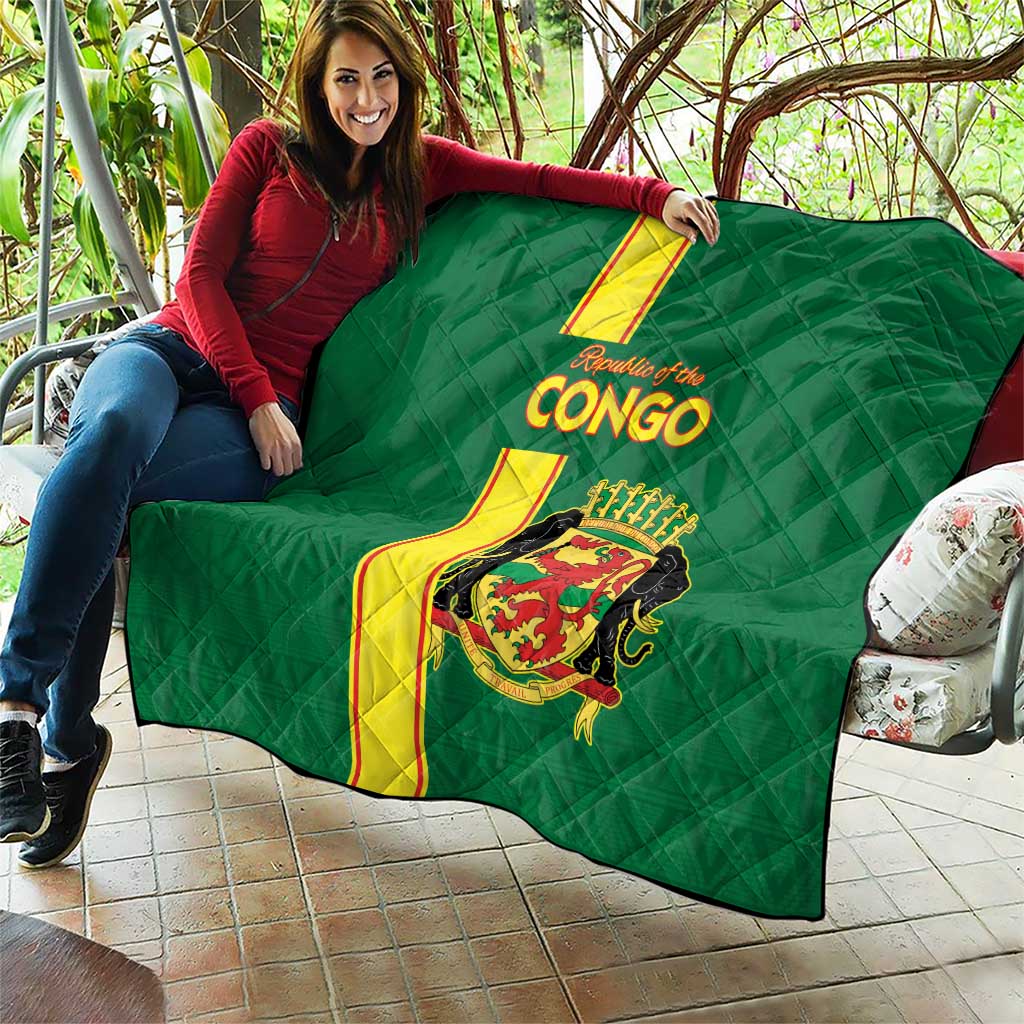 Congo Brazzaville Football Quilt Go Ba Diabulu ya Mbwaki Green Color - Wonder Print Shop