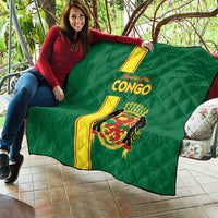 Congo Brazzaville Football Quilt Go Ba Diabulu ya Mbwaki Green Color - Wonder Print Shop