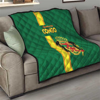 Congo Brazzaville Football Quilt Go Ba Diabulu ya Mbwaki Green Color - Wonder Print Shop