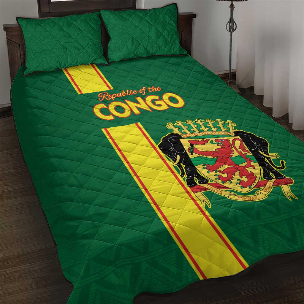 Congo Brazzaville Football Quilt Bed Set Go Ba Diabulu ya Mbwaki Green Color - Wonder Print Shop