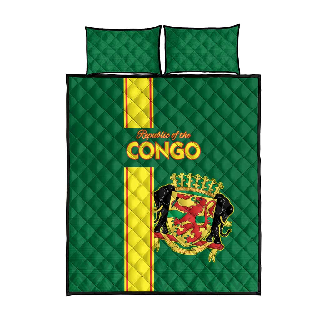 Congo Brazzaville Football Quilt Bed Set Go Ba Diabulu ya Mbwaki Green Color - Wonder Print Shop