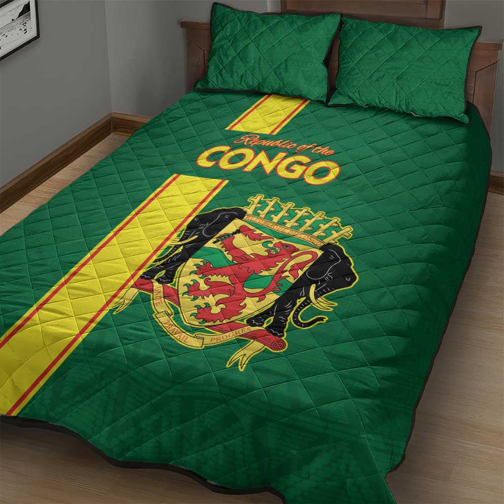 Congo Brazzaville Football Quilt Bed Set Go Ba Diabulu ya Mbwaki Green Color - Wonder Print Shop