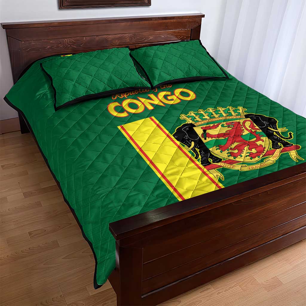 Congo Brazzaville Football Quilt Bed Set Go Ba Diabulu ya Mbwaki Green Color - Wonder Print Shop