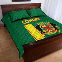 Congo Brazzaville Football Quilt Bed Set Go Ba Diabulu ya Mbwaki Green Color - Wonder Print Shop