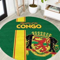 Congo Brazzaville Football Round Carpet Go Ba Diabulu ya Mbwaki Green Color - Wonder Print Shop