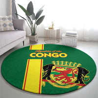 Congo Brazzaville Football Round Carpet Go Ba Diabulu ya Mbwaki Green Color - Wonder Print Shop