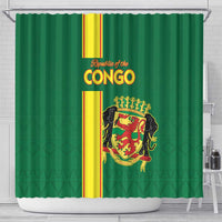 Congo Brazzaville Football Shower Curtain Go Ba Diabulu ya Mbwaki Green Color - Wonder Print Shop