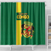 Congo Brazzaville Football Shower Curtain Go Ba Diabulu ya Mbwaki Green Color - Wonder Print Shop