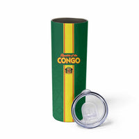 Custom Congo Brazzaville Football Skinny Tumbler Go Ba Diabulu ya Mbwaki Green Color - Wonder Print Shop