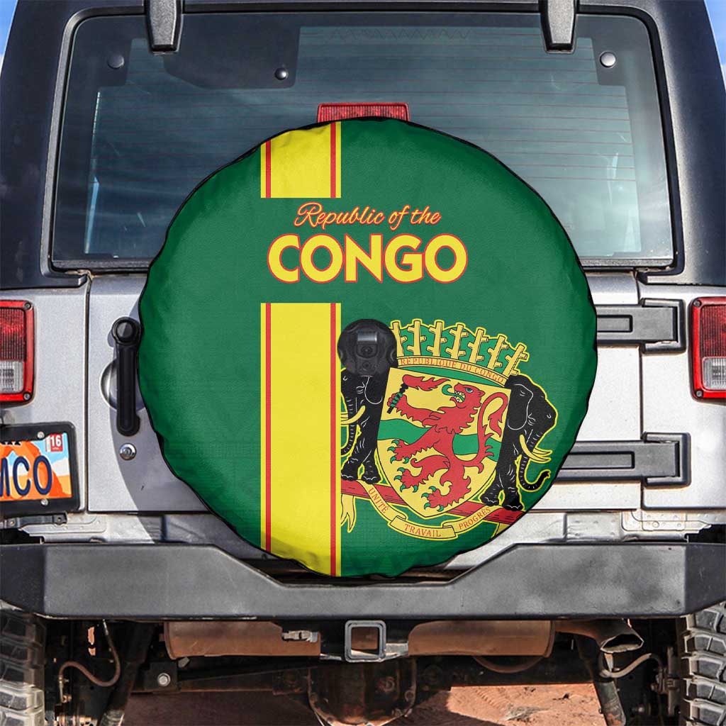 Congo Brazzaville Football Spare Tire Cover Go Ba Diabulu ya Mbwaki Green Color - Wonder Print Shop