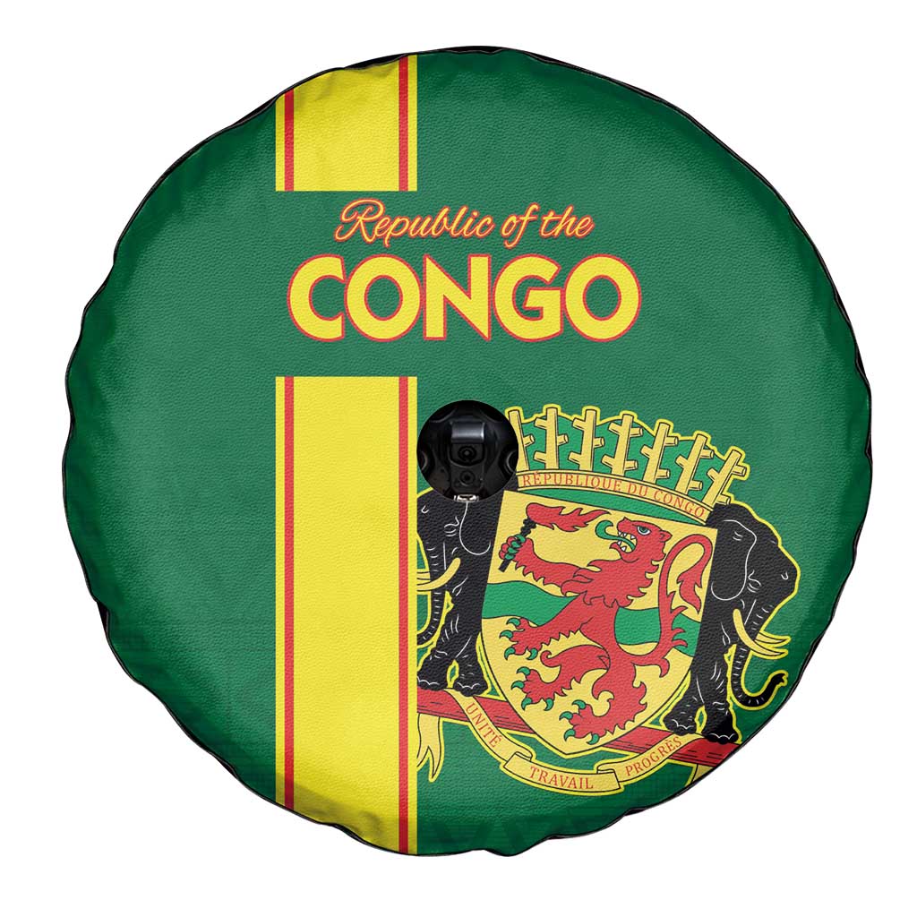 Congo Brazzaville Football Spare Tire Cover Go Ba Diabulu ya Mbwaki Green Color - Wonder Print Shop