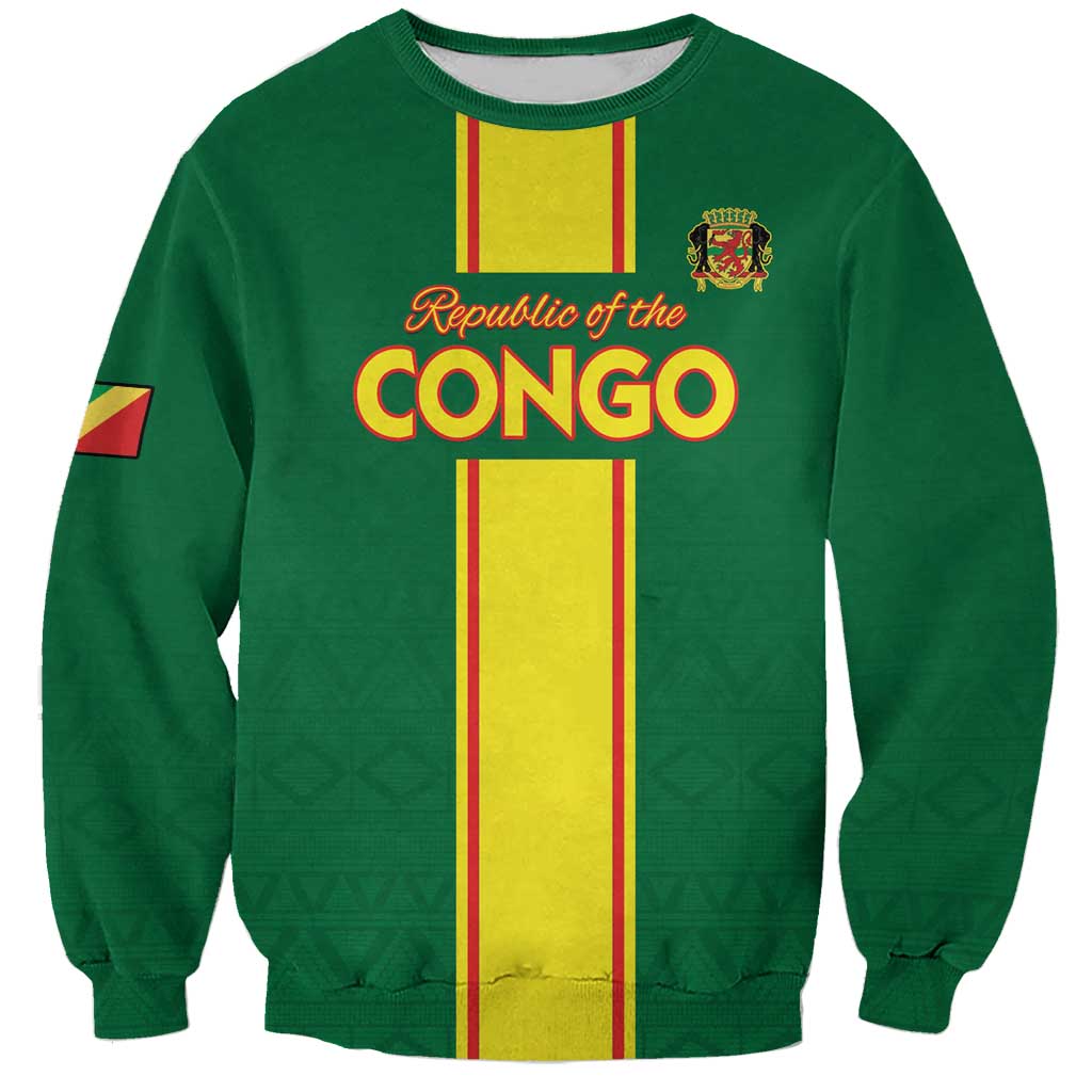 Custom Congo Brazzaville Football Sweatshirt Go Ba Diabulu ya Mbwaki Green Color - Wonder Print Shop