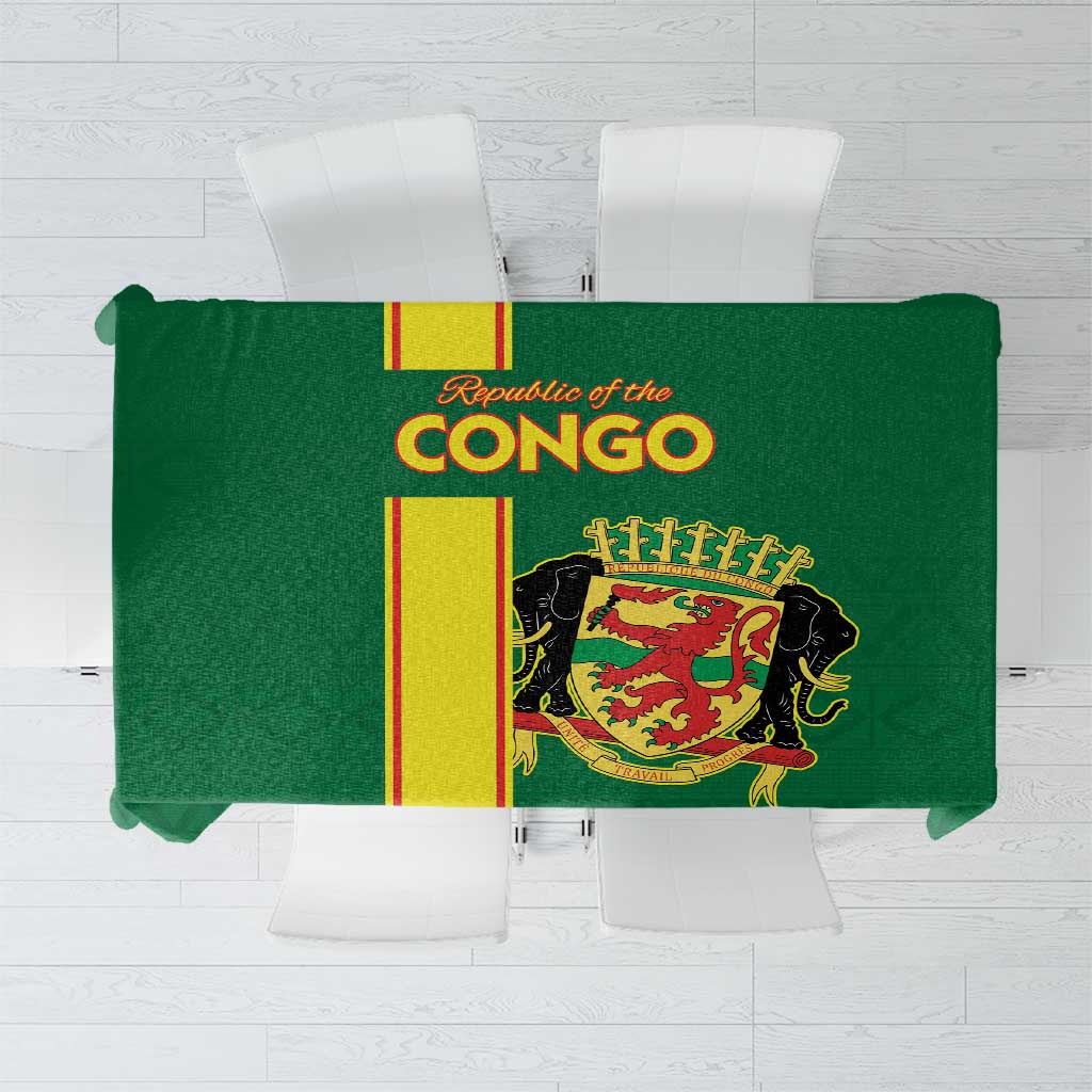 Congo Brazzaville Football Tablecloth Go Ba Diabulu ya Mbwaki Green Color - Wonder Print Shop