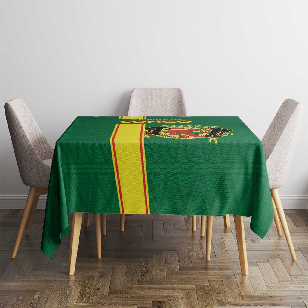 Congo Brazzaville Football Tablecloth Go Ba Diabulu ya Mbwaki Green Color - Wonder Print Shop