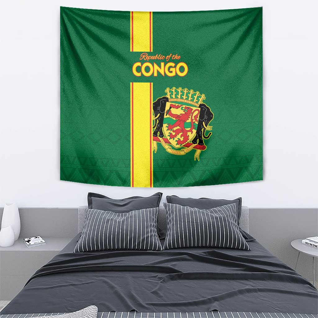 Congo Brazzaville Football Tapestry Go Ba Diabulu ya Mbwaki Green Color - Wonder Print Shop