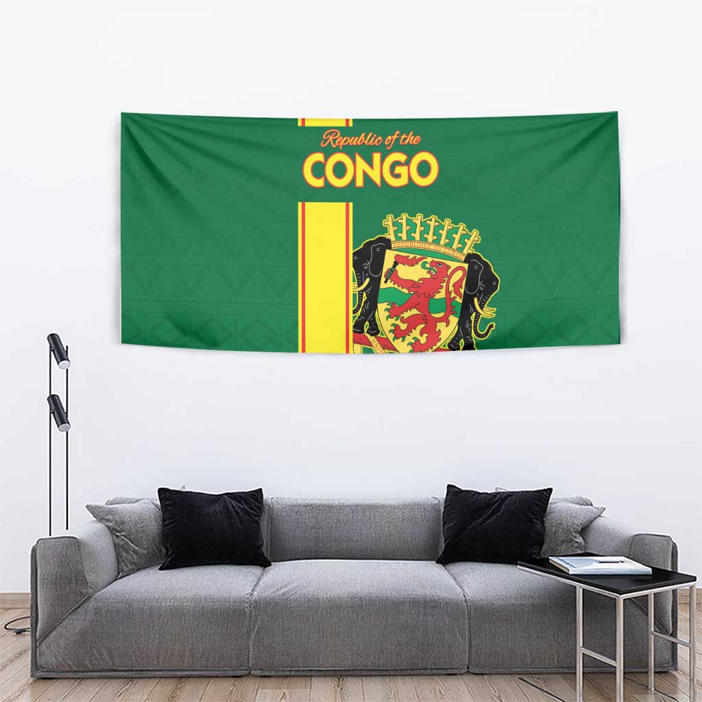 Congo Brazzaville Football Tapestry Go Ba Diabulu ya Mbwaki Green Color - Wonder Print Shop