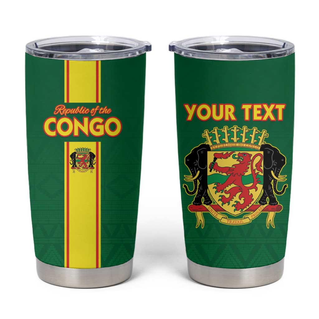 Custom Congo Brazzaville Football Tumbler Cup Go Ba Diabulu ya Mbwaki Green Color - Wonder Print Shop