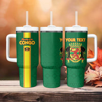 Custom Congo Brazzaville Football Tumbler With Handle Go Ba Diabulu ya Mbwaki Green Color - Wonder Print Shop