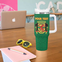 Custom Congo Brazzaville Football Tumbler With Handle Go Ba Diabulu ya Mbwaki Green Color - Wonder Print Shop